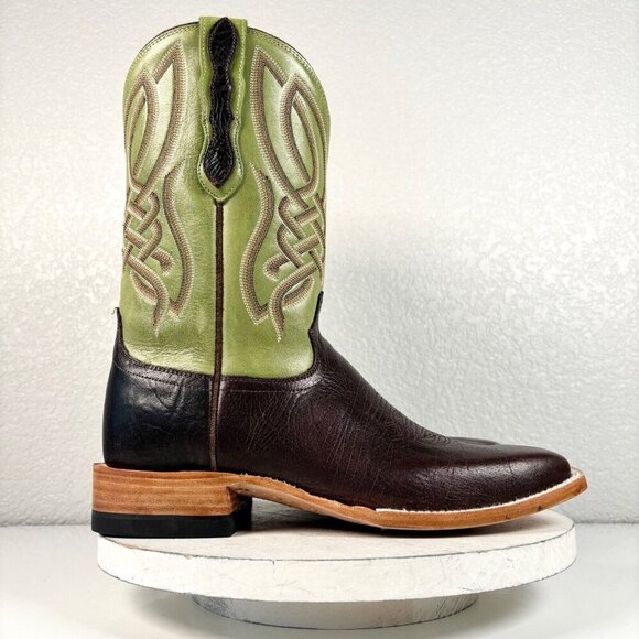 NEW Lane Capitan Mens Cowboy Boots CISCO 9.5D Brown Green Western Square Toe - Picture 2 of 10